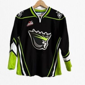 REEBOK RARE Official Edmonton Oil Kings Black, White, Lime WHL Hockey Jersey